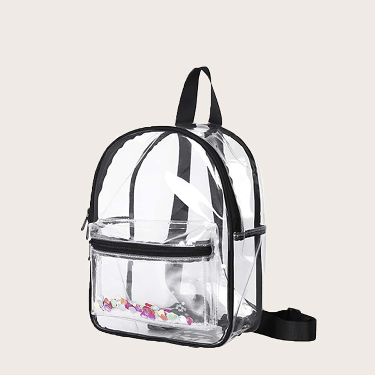 

Pocket Front Clear Backpack, Black