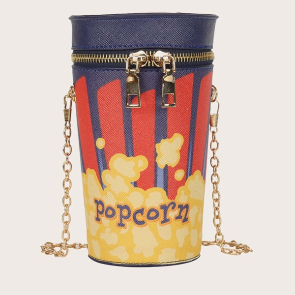 

Popcorn Bucket Chain Crossbody Bag, Multicolor