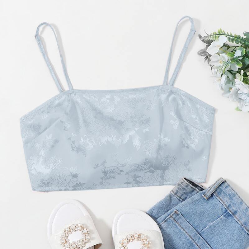 

Jacquard Crop Cami, Blue