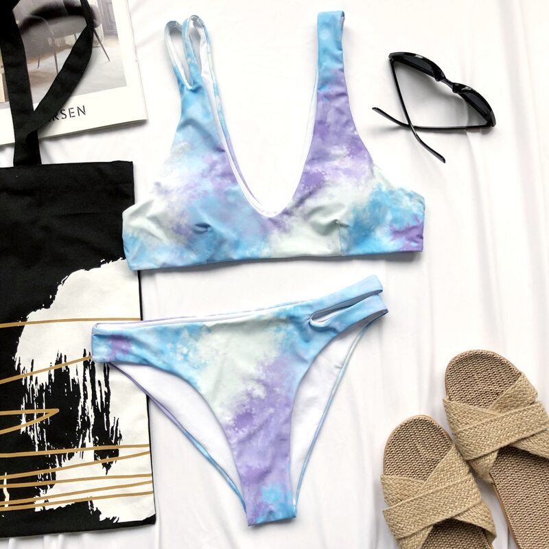 

Tie Dye Cut-out Bikini Swimsuit, Multicolor