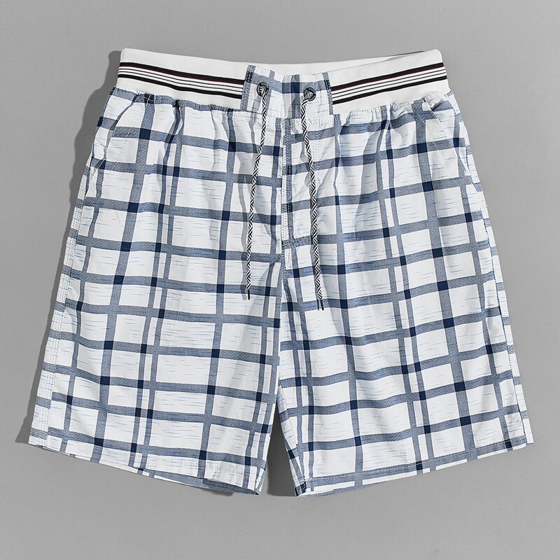 

Guys Plaid Drawstring Waist Shorts, White