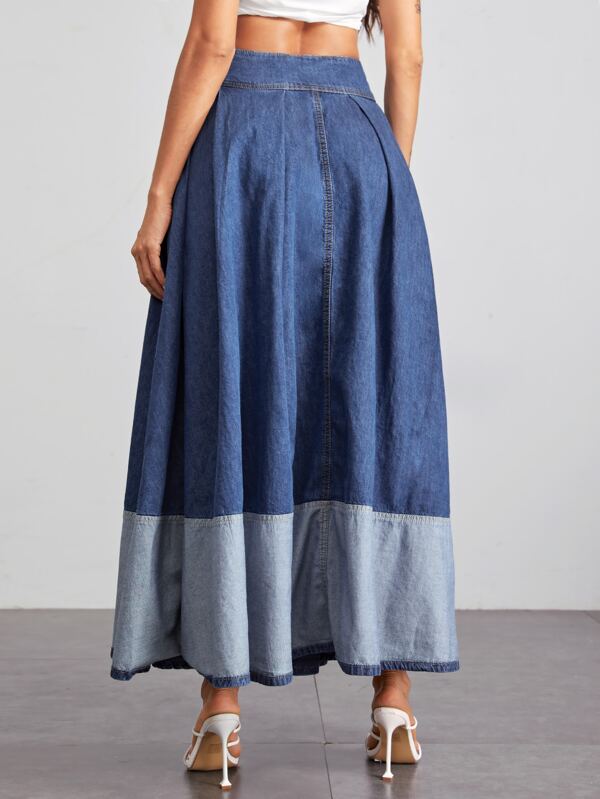 wide denim skirt