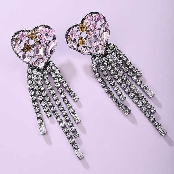 

Rhinestone Tassel Drop Earrings, Multicolor