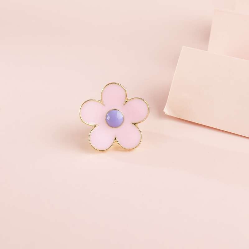 

3pcs Flower Shaped Brooch, Gold