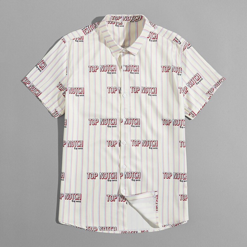 

Guys Stripe And Letter Graphic Shirt, Beige
