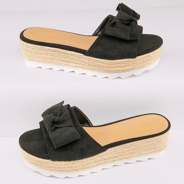 

Twist Detail Flatform Wedge Sandals, Black