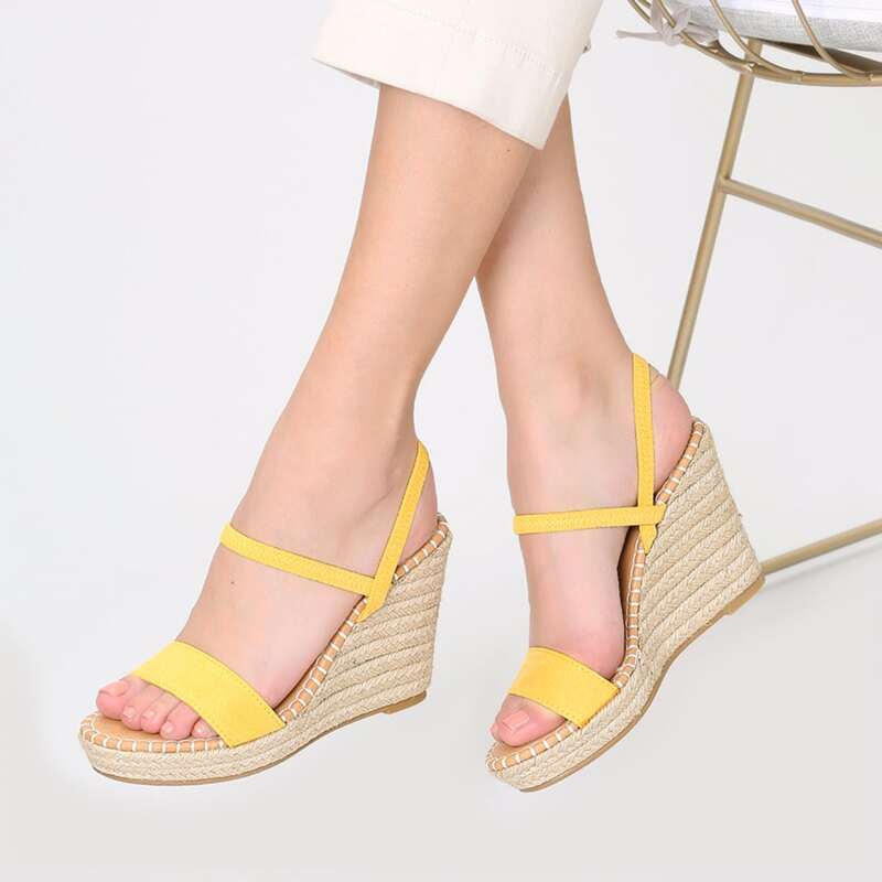 

Open Toe Ankle Strap Platform Wedges, Yellow
