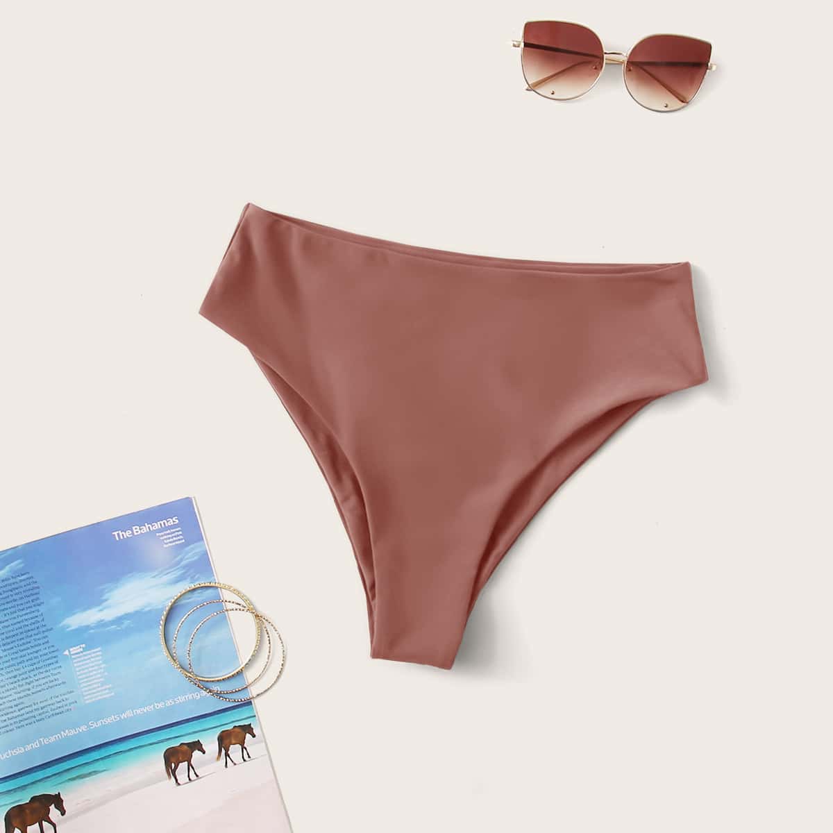 

High Waisted Bikini Panty, Redwood