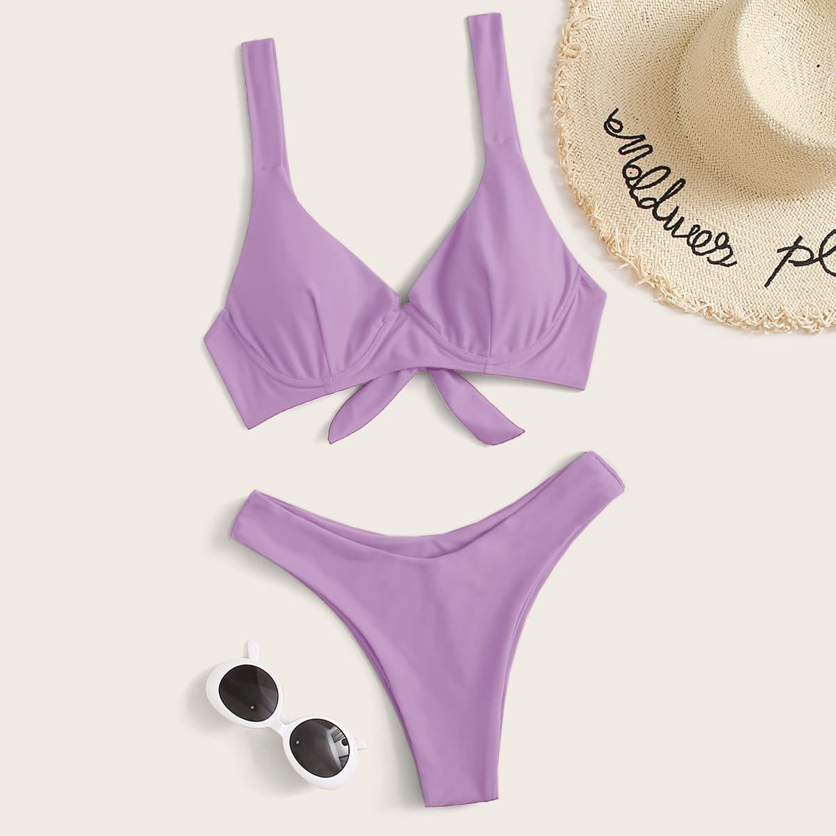 

Underwire High Cut Bikini Swimsuit, Pastel lilac purple
