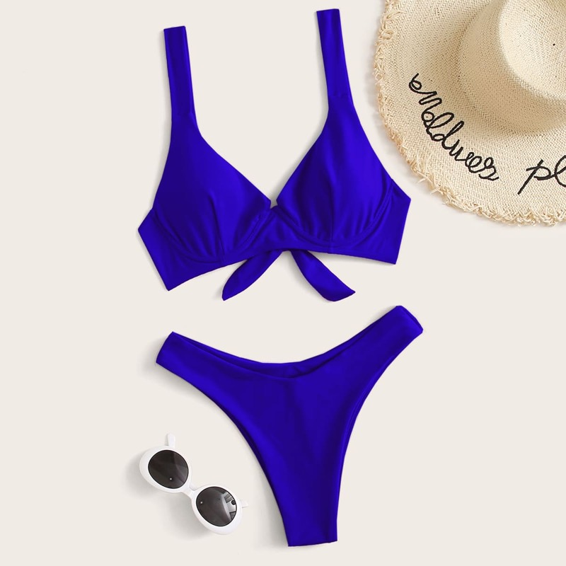 

Underwire High Cut Bikini Swimsuit, Royal blue bright