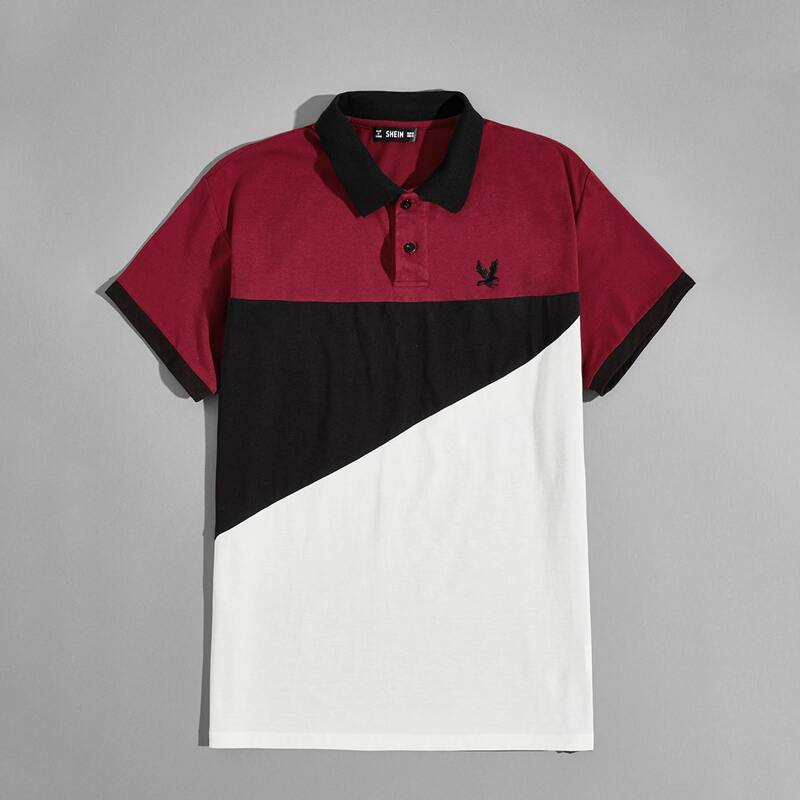

Guys Embroidery Eagle Colorblock Polo Shirt, Burgundy