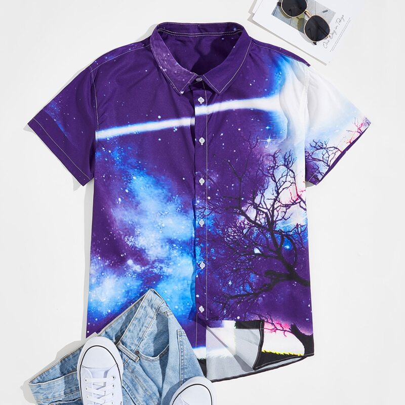 

Guys Galaxy Print Shirt, Multicolor