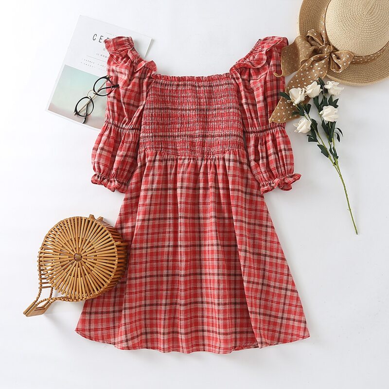 

Tartan Print Shirred Detail Dress, Multicolor