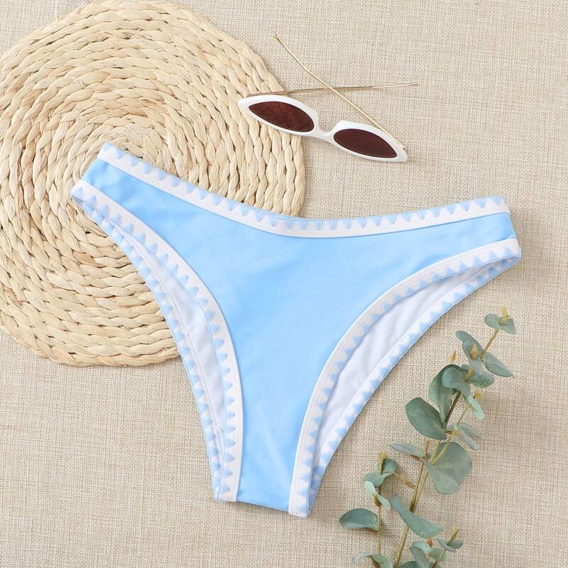 

Stitch Zigzag Trim Bikini Bottom, Baby blue
