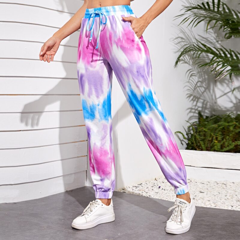 

Tie Dye Slant Pocket Sports Pants, Multicolor