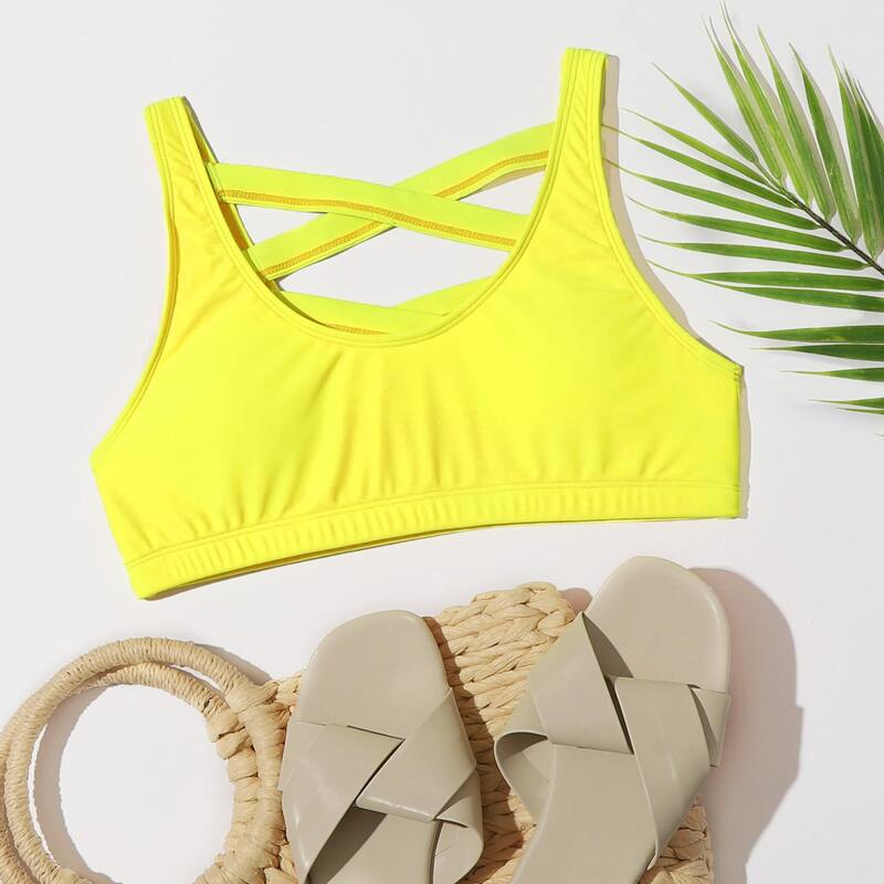 

Criss Cross Bikini Top, Yellow bright