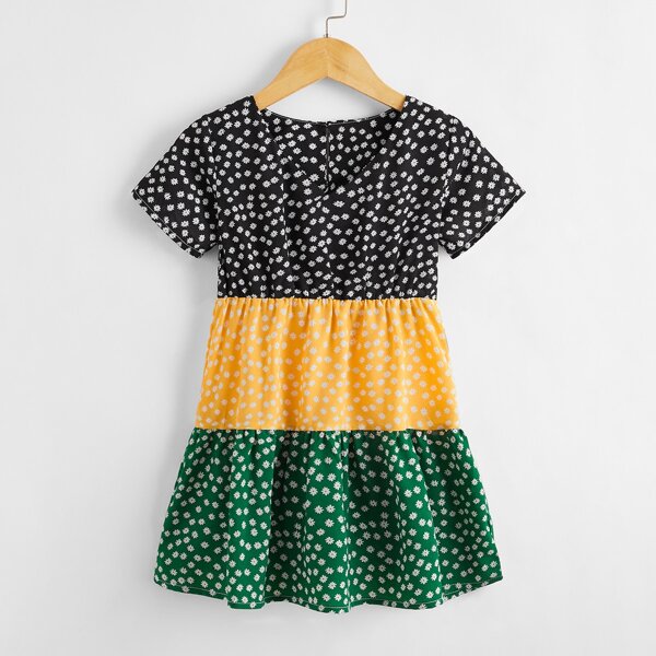 

Toddler Girls Ditsy Floral Colorblock Dress, Multicolor