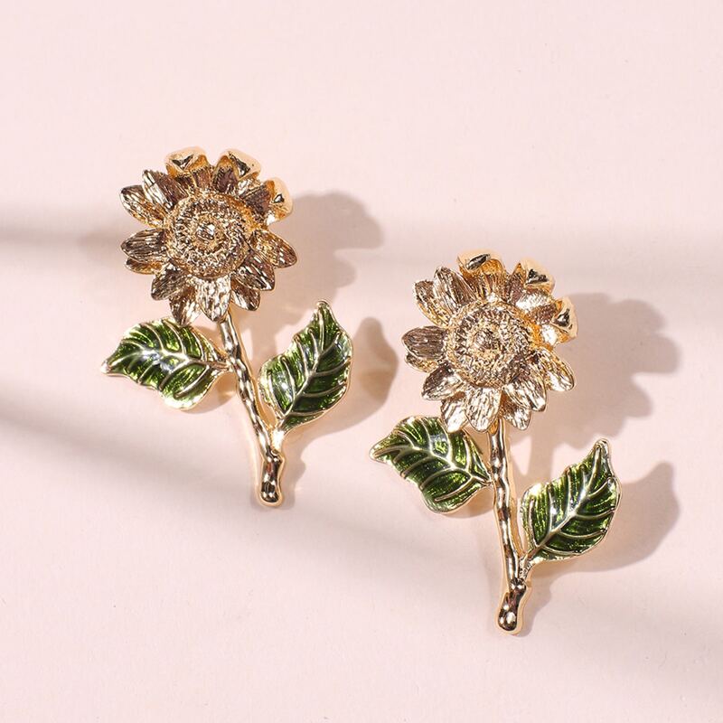 

1pair Sunflower Earrings, Gold