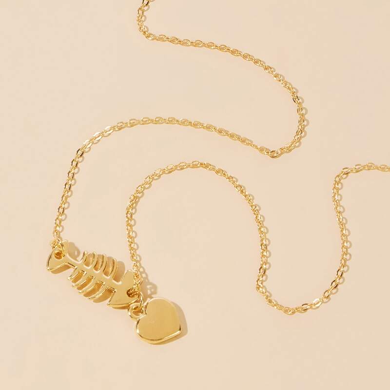 

Fishbone Chain Choker Necklace, Gold