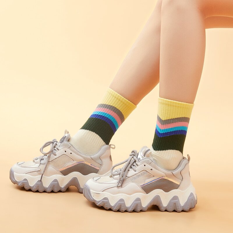 

Color Block Socks, Beige