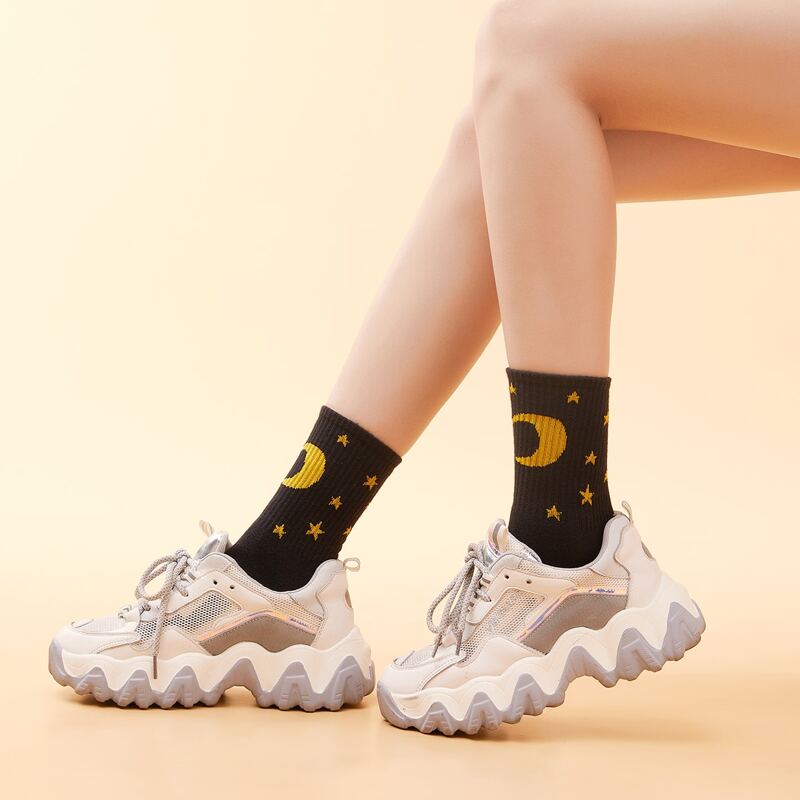 

Star Pattern Socks, Black