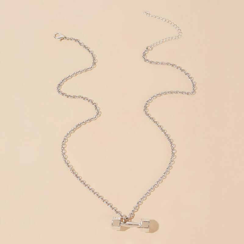 

Barbell Pendant Necklace, Silver