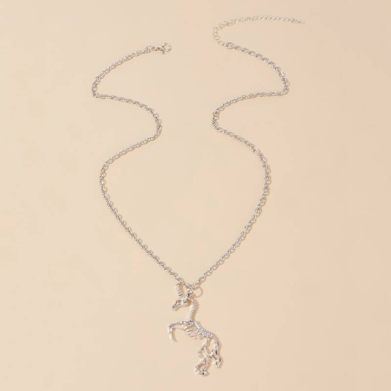 

Unicorn Bone Pendant Necklace, Silver