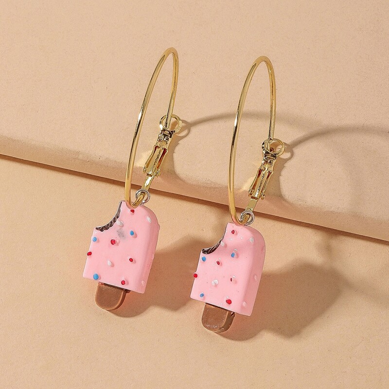 

Ice Cream Drop Earrings, Pink