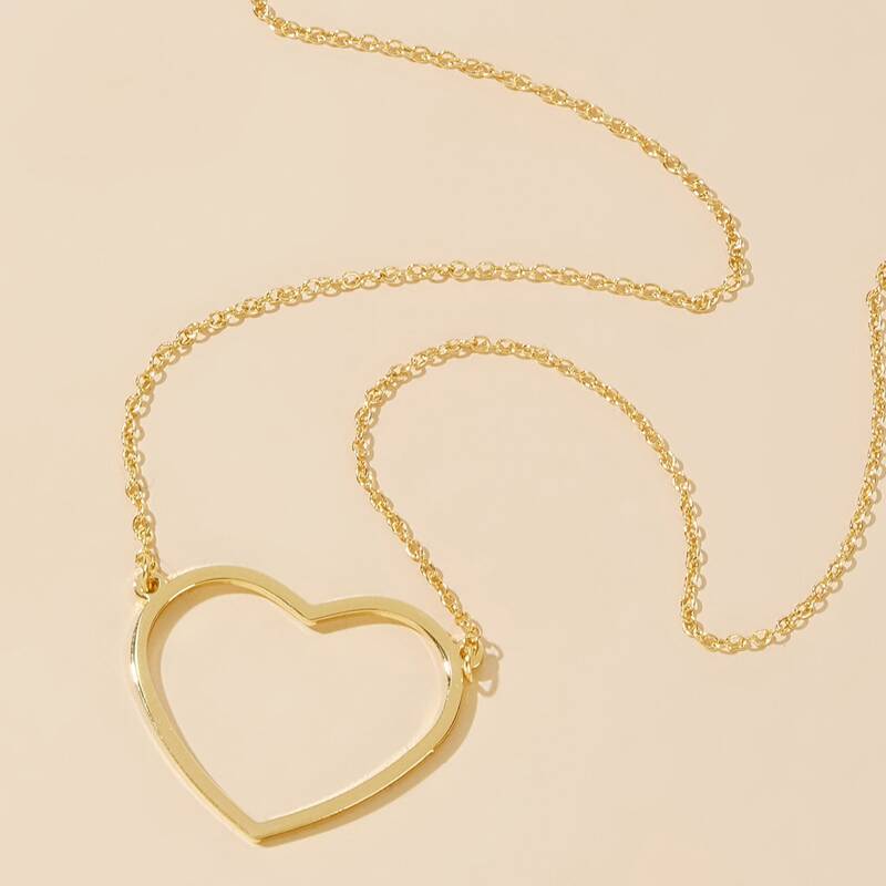 

Open Heart Chain Choker Necklace, Gold