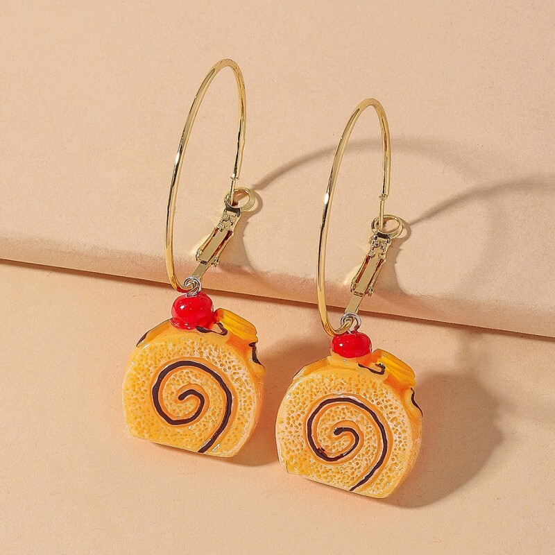 

Chocolate Layer Cake Drop Earrings, Yellow