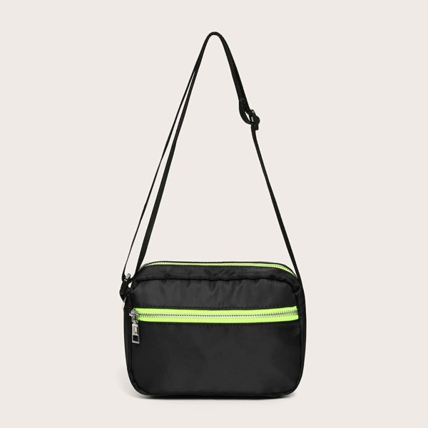 

Zip Front Crossbody Bag, Black