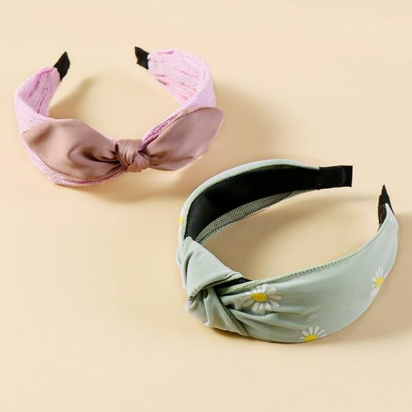 

2pcs Bow Knot Decor Hair Hoop, Multicolor