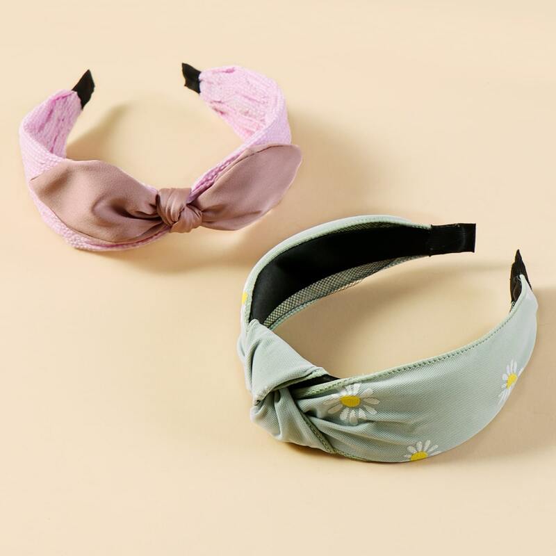 

2pcs Bow Knot Decor Hair Hoop, Multicolor