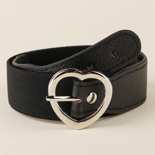 

Heart Buckle Decor Belt, Black