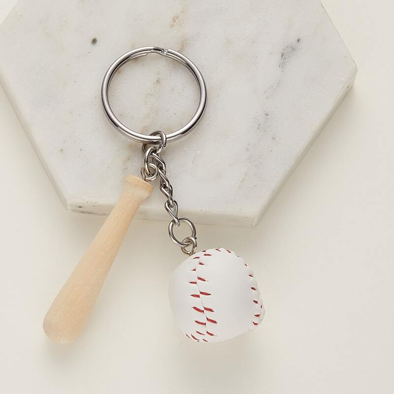 

Baseball Charm Keychain, White