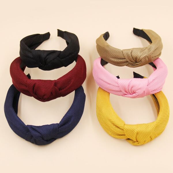 

6pcs Knot Decor Hair Hoop, Multicolor