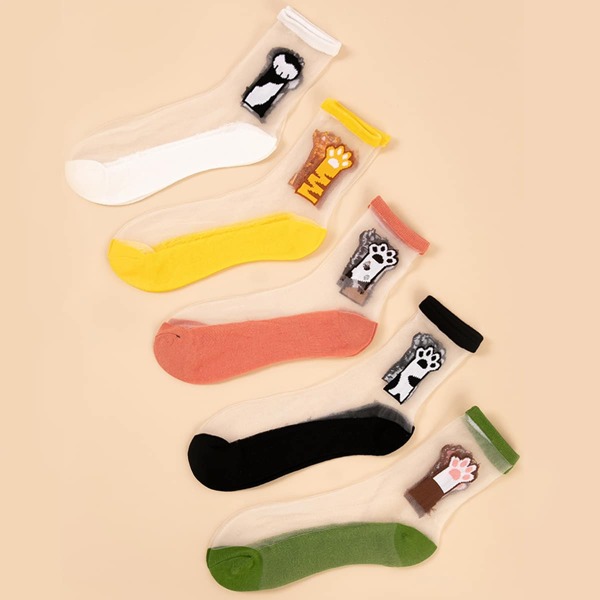 

5 пар сетчатые носки с узором, Многоцветный