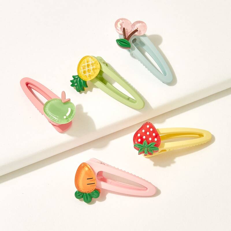 

5pcs Fruit Decor Hair Clip, Multicolor