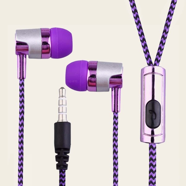 

1pc Braided Line In-ear Headphone, Purple