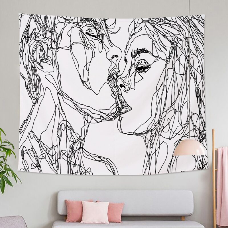 

Line Figure Graphic Tapestry, Black and white