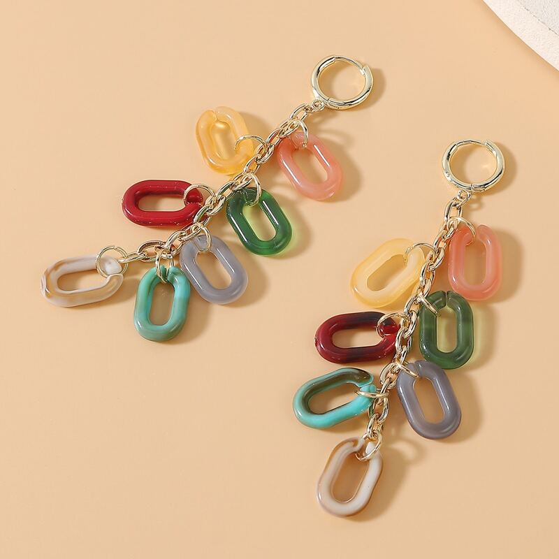 

Colorful Geometric Decor Drop Earrings, Multicolor