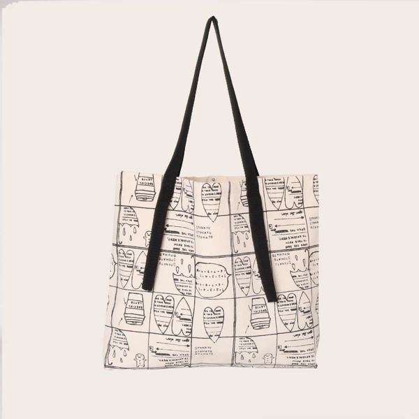 

Geometric Graphic Shopper Bag, White