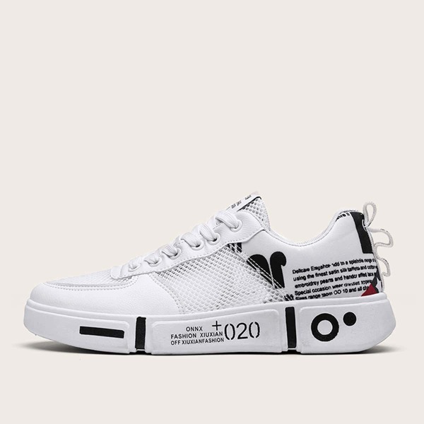 

Letter Graphic Mesh Panel Sneakers, White
