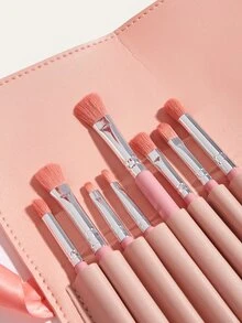 12pcs Soft Makeup Brush With Rolling Pouch,Brush Set,Makeup Brush Kit,Make Up Brush Set,Make Up Set Complete,Makeup Brush Set,Complete Makeup Kit,Brush Kit,Brushes Makeup Set,Makeup Gift Set,Set - Pink - View 3