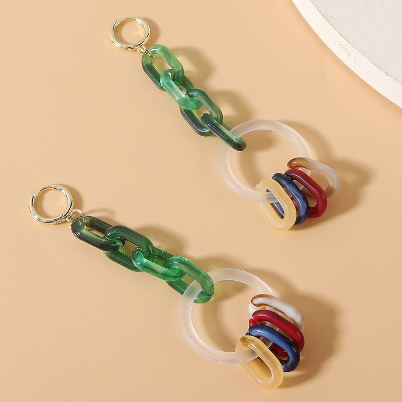 

Colorful Geometric Decor Drop Earrings, Multicolor