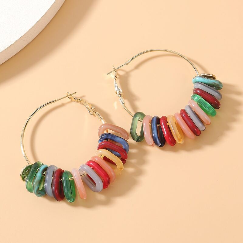 

Colorful Geometric Charm Drop Earrings, Multicolor