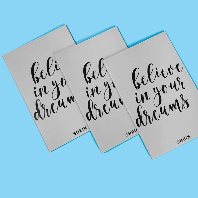 

1pc Slogan Graphic Notebook, Grey