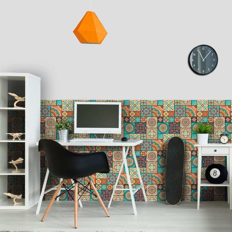 

1pc Vintage Pattern Wall Sticker, Multicolor