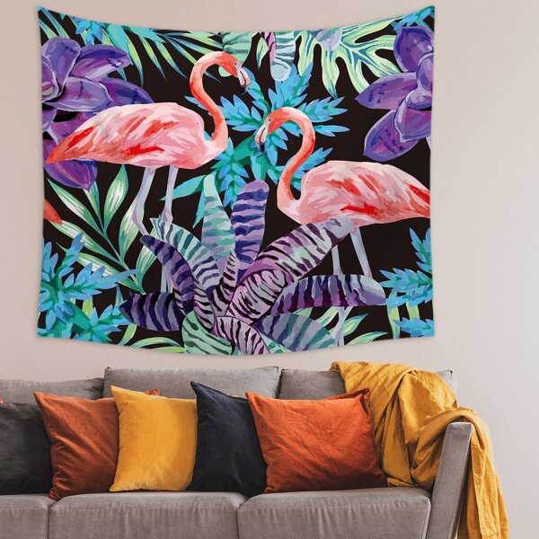 

Flamingo Print Tapestry, Multicolor