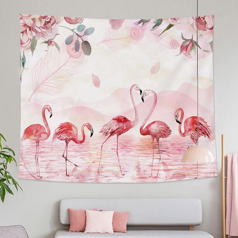 

Flamingo Print Tapestry, Multicolor